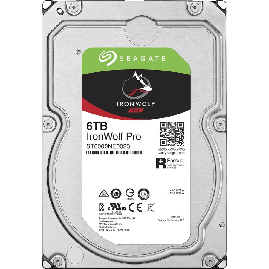 Disque dur Seagate IronWolf Pro ST6000NE0023 6 To - 3,5" interne - SATA (SATA/600) - Méthode d'enregistrement magnétique conventionnel (CMR) ST6000NE0023