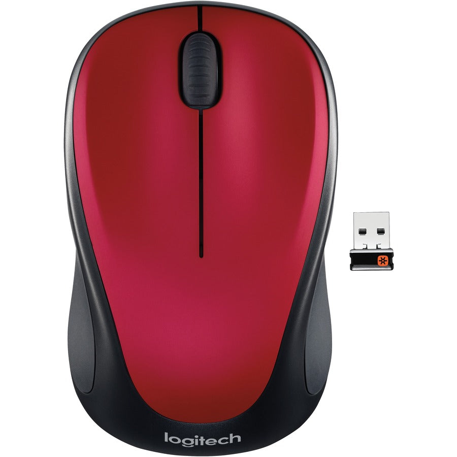 Logitech M317 Wireless Mouse, 2.4 GHz with USB Unifying Receiver, 1000 DPI Optical Tracking, 12 Month Battery, Compatible with PC, Mac, Laptop, Chromebook (Red) 910-002893