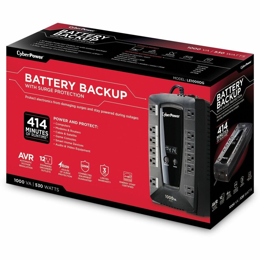 CyberPower Battery Backup LE1000DG 1000VA Compact UPS LE1000DG