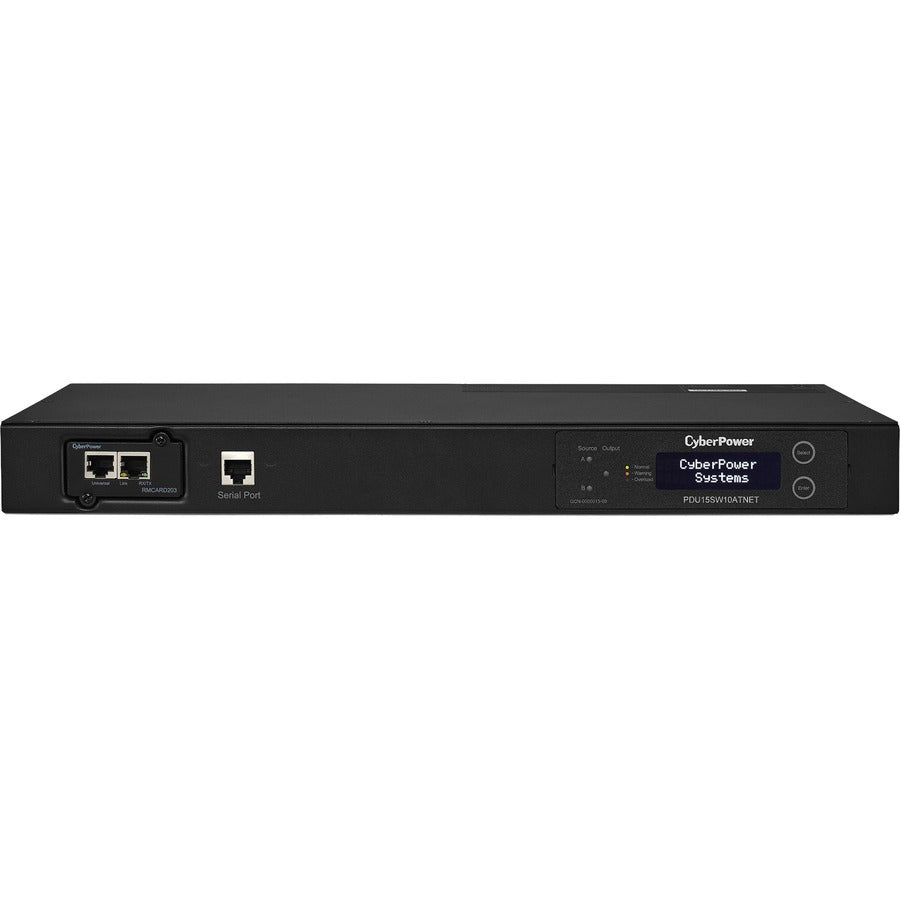 CyberPower PDU15SW10ATNET Switched ATS PDU 120V 15A 1U 10-Outlets (2) 5-15P PDU15SW10ATNET