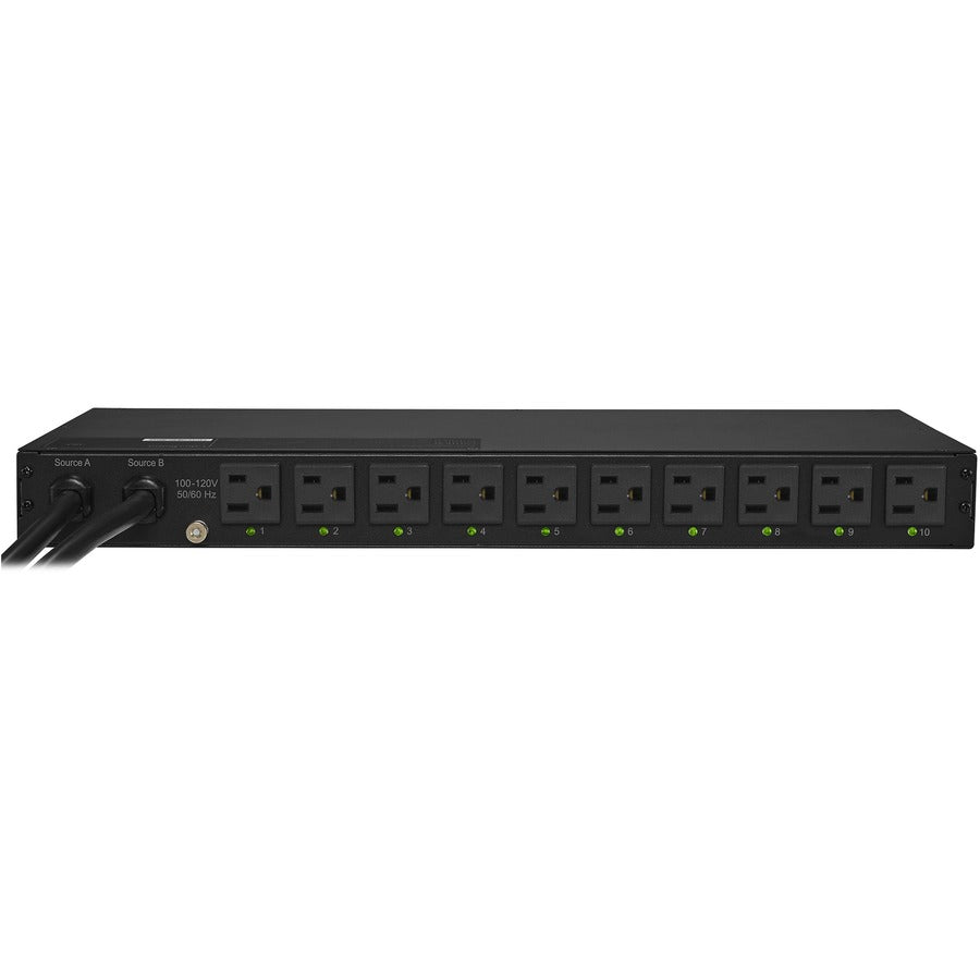 CyberPower PDU15SW10ATNET Switched ATS PDU 120V 15A 1U 10-Outlets (2) 5-15P PDU15SW10ATNET