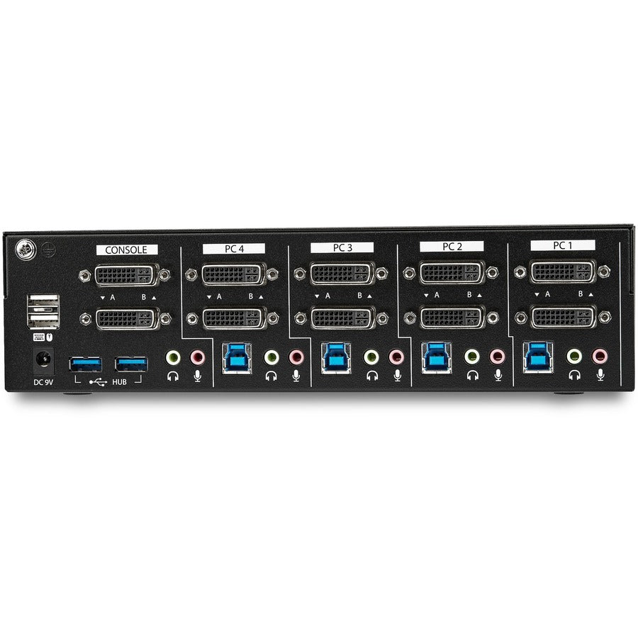 StarTech.com 4 Port Dual Monitor Dual Link DVI KVM Switch 1440p Dual Screen/View/ Display Compact USB KVM Switch w/USB 3.0 Hub & Audio TAA SV431DL2DU3A