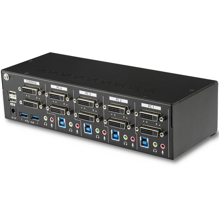 StarTech.com 4 Port Dual Monitor Dual Link DVI KVM Switch 1440p Dual Screen/View/ Display Compact USB KVM Switch w/USB 3.0 Hub & Audio TAA SV431DL2DU3A