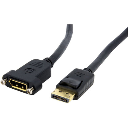 StarTech.com 3ft (1m) Panel Mount DisplayPort Cable, 4K x 2K Video, DisplayPort 1.2 Extension Cable Male to Female, DP Extender Cord DPPNLFM3