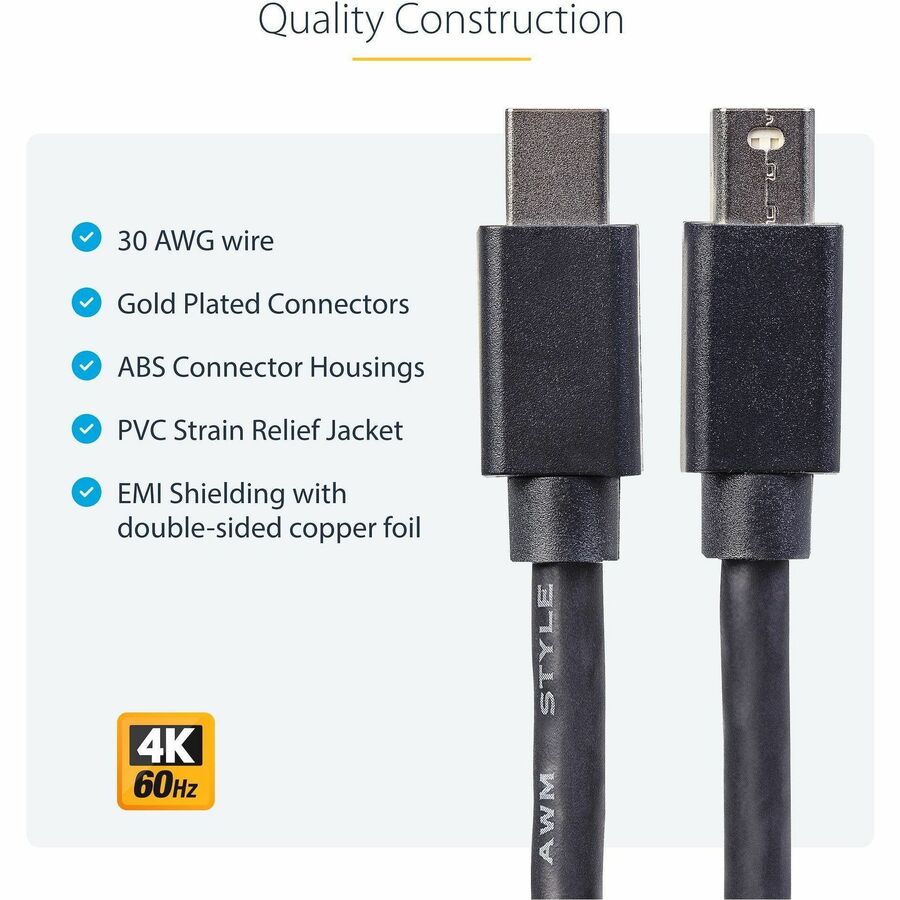 StarTech.com 3 ft Mini DisplayPort 1.2 Cable M/M - Mini DisplayPort 4k MDISPLPORT3