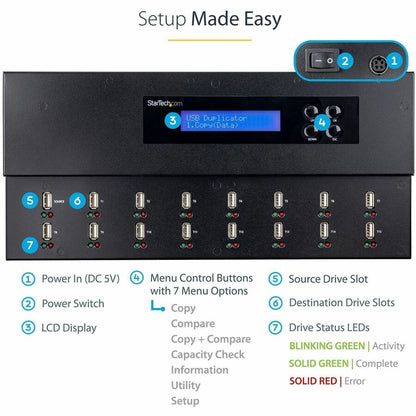 StarTech.com 1:15 Standalone USB Duplicator and Eraser - for USB Flash Drives - Flash Drive Duplicator - USB Copier - USB Thumb Drive Duplicator USBDUPE115