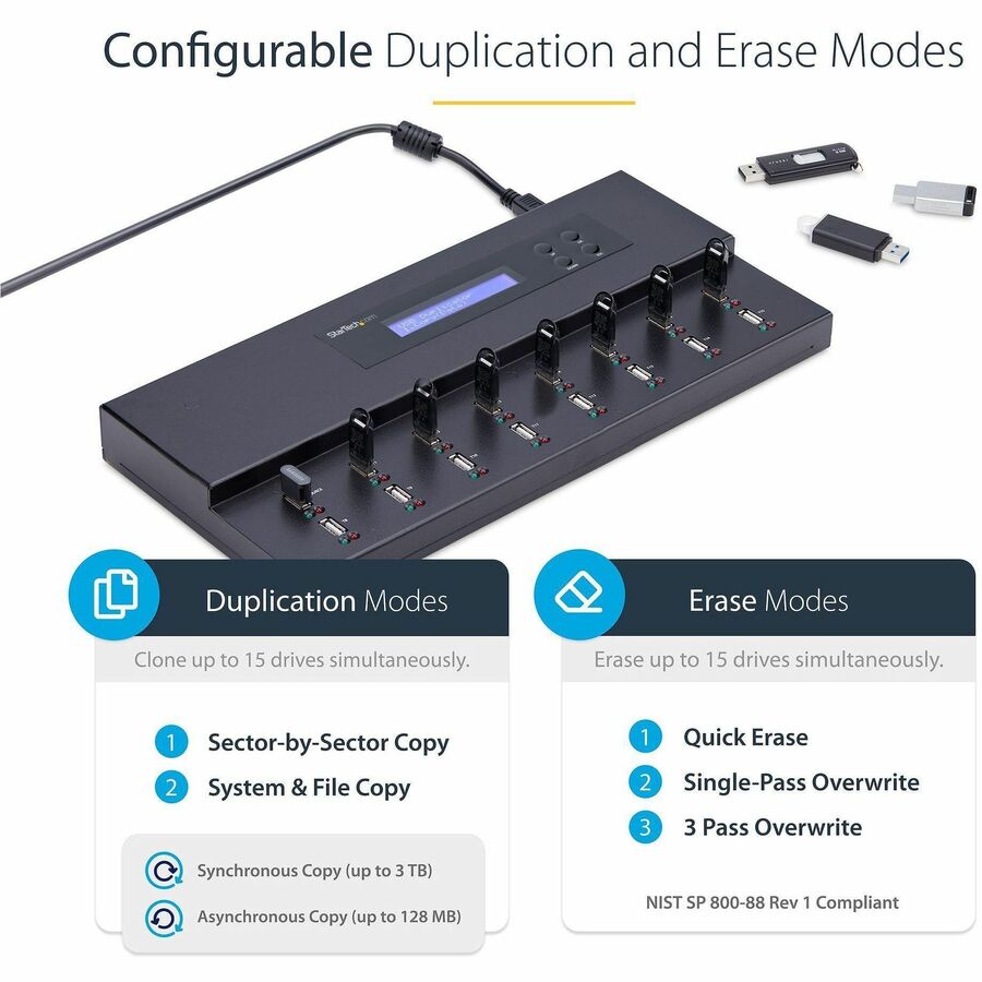 StarTech.com 1:15 Standalone USB Duplicator and Eraser - for USB Flash Drives - Flash Drive Duplicator - USB Copier - USB Thumb Drive Duplicator USBDUPE115