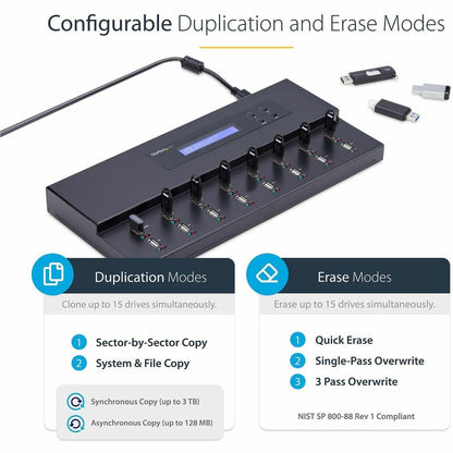 StarTech.com 1:15 Standalone USB Duplicator and Eraser - for USB Flash Drives - Flash Drive Duplicator - USB Copier - USB Thumb Drive Duplicator USBDUPE115