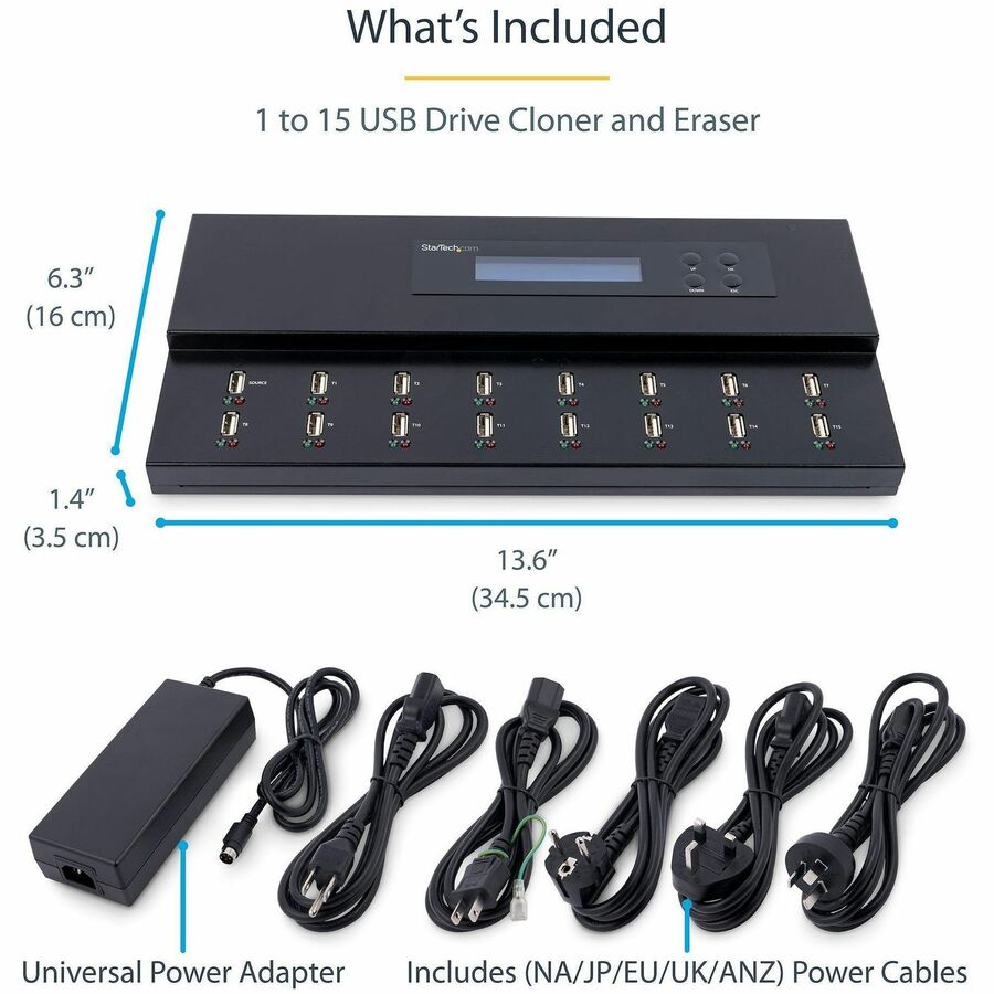 StarTech.com 1:15 Standalone USB Duplicator and Eraser - for USB Flash Drives - Flash Drive Duplicator - USB Copier - USB Thumb Drive Duplicator USBDUPE115