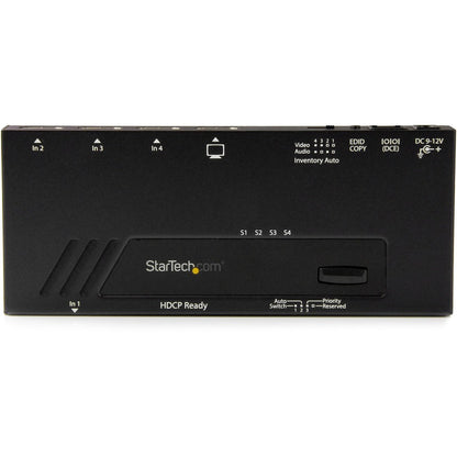 StarTech.com 4-Port HDMI Automatic Video Switch - 4K 2x1 HDMI Switch with Fast Switching, Auto-Sensing and Serial Control VS421HD4KA