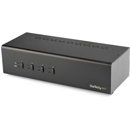 StarTech.com 4 Port Dual Monitor DVI KVM Switch - Dual Screen Display Compact USB KVM Switch with USB 3.0 Hub & Audio - TAA Compliant SV431DD2DU3A