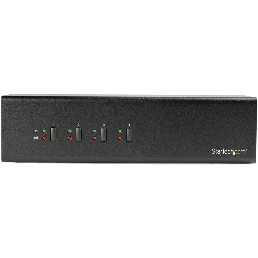 StarTech.com 4 Port Dual Monitor DVI KVM Switch - Dual Screen Display Compact USB KVM Switch with USB 3.0 Hub & Audio - TAA Compliant SV431DD2DU3A