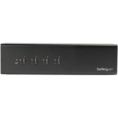 StarTech.com 4 Port Dual Monitor DVI KVM Switch - Dual Screen Display Compact USB KVM Switch with USB 3.0 Hub & Audio - TAA Compliant SV431DD2DU3A