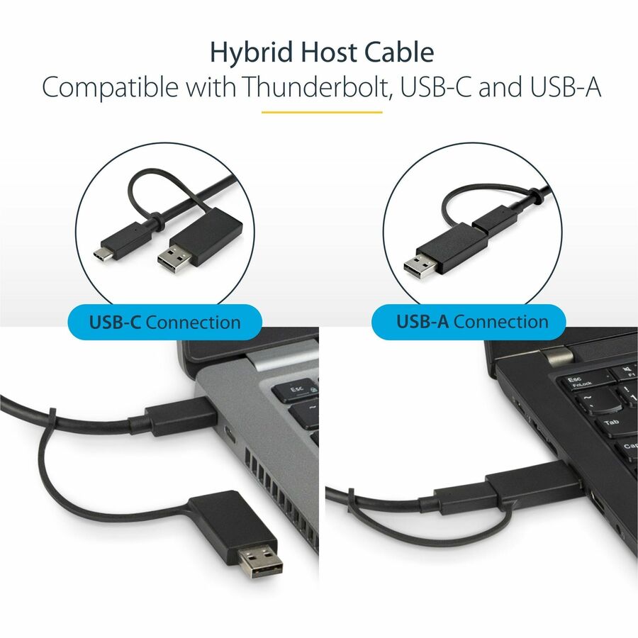 StarTech.com USB-C & USB-A Dock - Hybrid Universal Laptop Docking Station w/ 100W Power Delivery - Dual Monitor 4K 60Hz HDMI & DisplayPort DK30C2DPEP