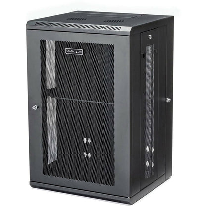 StarTech.com 18U 19" Wall Mount Network Cabinet - 16" Deep Hinged Locking Flexible IT Data Equipment Rack Vented Switch Enclosure w/Shelf RK1820WALHM