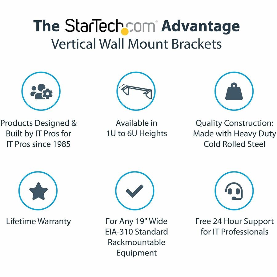 StarTech.com 4U 19in Steel Vertical Wallmount Equipment Rack Bracket RK419WALLV