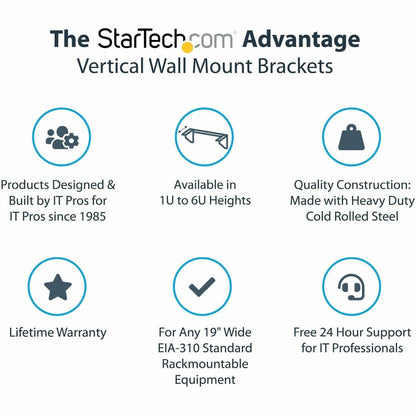 StarTech.com 4U 19in Steel Vertical Wallmount Equipment Rack Bracket RK419WALLV