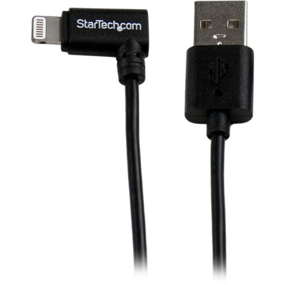 StarTech.com 2m (6ft) Angled Black Apple 8-pin Lightning Connector to USB Cable for iPhone / iPod / iPad USBLT2MBR