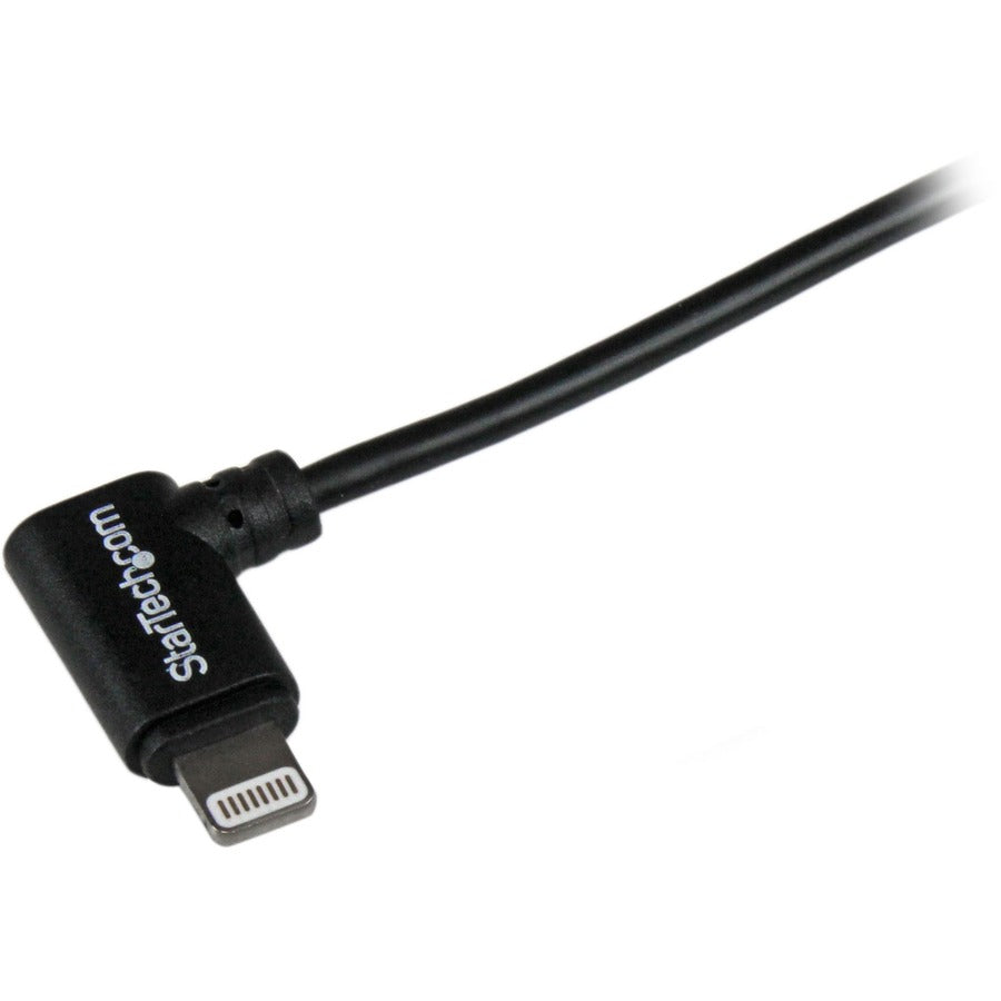 StarTech.com 2m (6ft) Angled Black Apple 8-pin Lightning Connector to USB Cable for iPhone / iPod / iPad USBLT2MBR