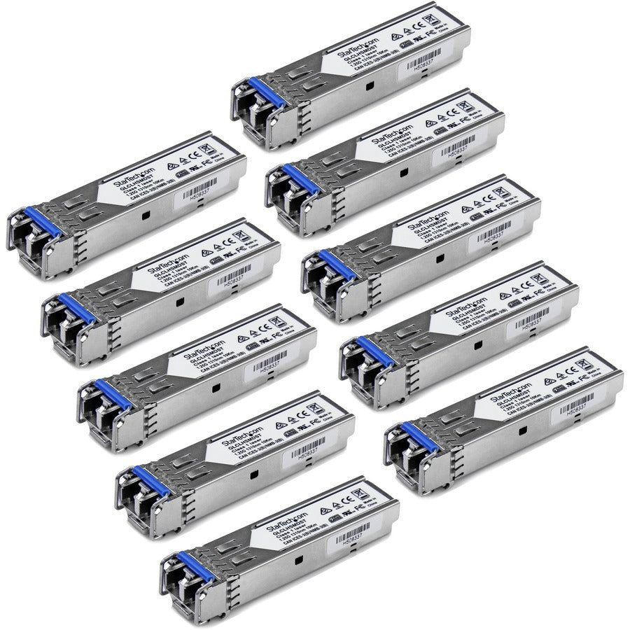 StarTech.com Cisco GLC-LH-SMD Compatible SFP Module 10 Pack - 1000BASE-LX/LH 1GbE Gigabit Ethernet Single Mode Fiber SMF Optic Transceiver GLCLHSMD10ST