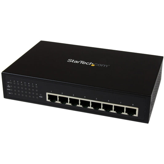 StarTech.com 8 Port Unmanaged Industrial Gigabit Power over Ethernet Switch - 802.3af/at PoE+ Switch - Wall Mountable IES81000POE