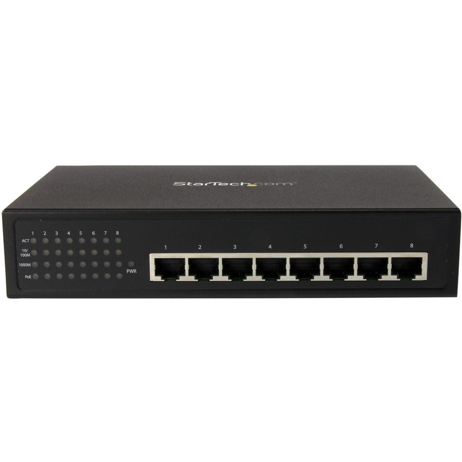 StarTech.com 8 Port Unmanaged Industrial Gigabit Power over Ethernet Switch - 802.3af/at PoE+ Switch - Wall Mountable IES81000POE