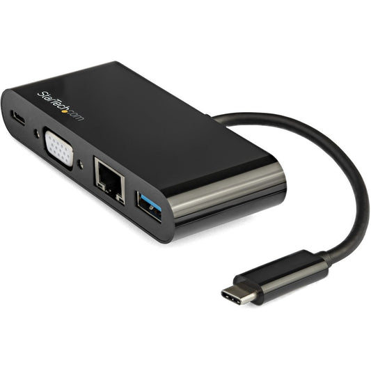 StarTech.com USB C Multiport Adapter - Mini USB-C Dock w/ VGA Video - 60W Power Delivery Passthrough - USB Type-A 5Gbps - Gigabit Ethernet DKT30CVAGPD