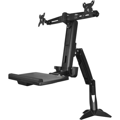 StarTech.com Sit Stand Dual Monitor Arm - Desk Mount Standing Computer Workstation 24" Displays - Adjustable Stand Up Arm w/ Keyboard Tray ARMSTSCP2