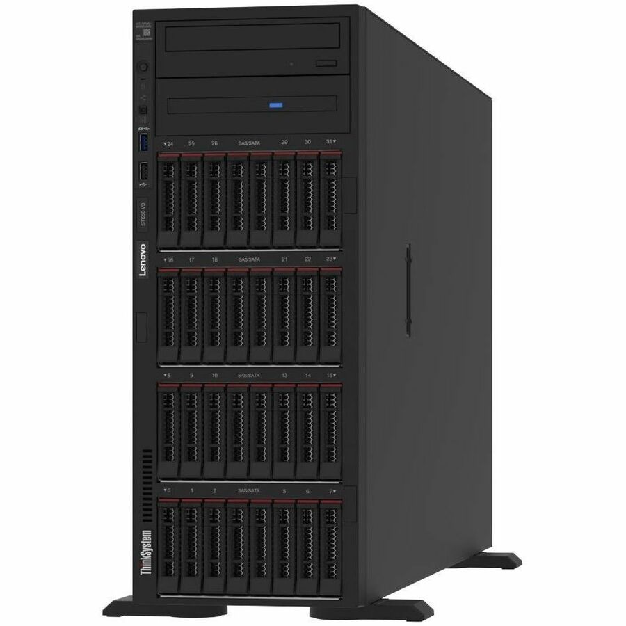 Lenovo ThinkSystem ST650 V3 7D7A1007NA 4U Tower Server - 1 x Intel Xeon Silver 4410Y 2 GHz - 32 GB RAM - Serial ATA, 12Gb/s SAS Controller 7D7A1007NA