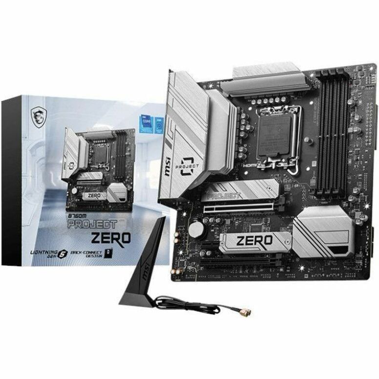 MSI B760M PROJECT ZERO Desktop Motherboard - Intel B760 Chipset - Socket LGA-1700 - Micro ATX B760MPZERO