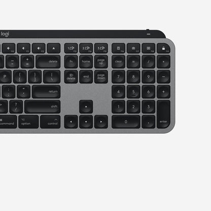 Logitech MX Keys Advanced Wireless Illuminated Keyboard for Mac, Tactile Responsive Typing, Backlighting, Bluetooth, USB-C, Apple macOS, Metal Build, Space Gray 920-009552