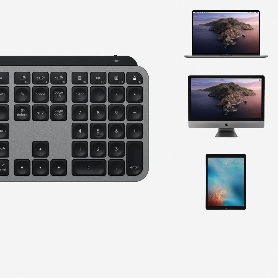 Logitech MX Keys Advanced Wireless Illuminated Keyboard for Mac, Tactile Responsive Typing, Backlighting, Bluetooth, USB-C, Apple macOS, Metal Build, Space Gray 920-009552