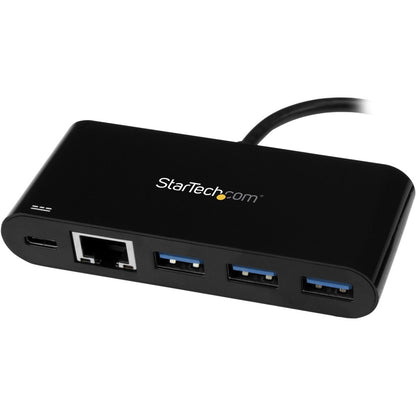 StarTech.com 3 Port USB-C Hub with Gigabit Ethernet & 60W Power Delivery Passthrough - USB-C to 3xUSB-A - 5Gbps USB 3.0 Type-C Adapter Hub HB30C3AGEPD