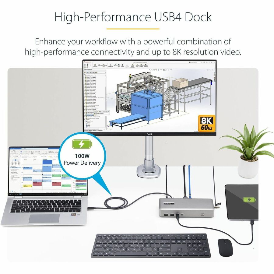 StarTech.com USB4 Docking Station, USB-C 40Gbps, up to Dual 4K 60Hz HDMI, Multi-Monitor Dock, 6-Port USB Hub, 2.5GbE, 100W Power Delivery 155NA-USB4-DOCK