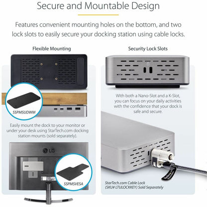 StarTech.com USB4 Docking Station, USB-C 40Gbps, up to Dual 4K 60Hz HDMI, Multi-Monitor Dock, 6-Port USB Hub, 2.5GbE, 100W Power Delivery 155NA-USB4-DOCK