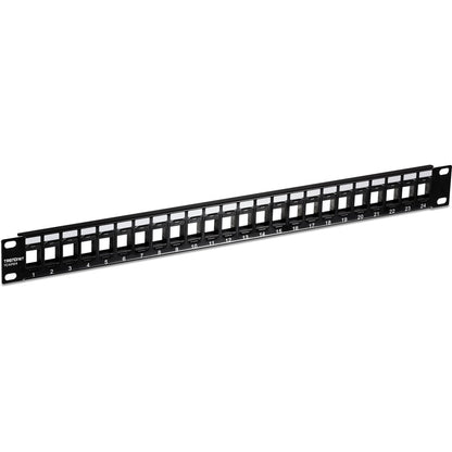 TRENDnet 24-Port Blank Keystone 1U Patch Panel, 1U 19" Metal Rackmount Housing, Recommended With TC-K25C6 & TC-K50C6 Cat6 Keystone Jacks (Sold Separately), Black, TC-KP24 TC-KP24