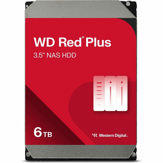 WD Red Plus WD60EFPX 6 TB Hard Drive - 3.5" Internal - SATA (SATA/600) - Conventional Magnetic Recording (CMR) Method WD60EFPX