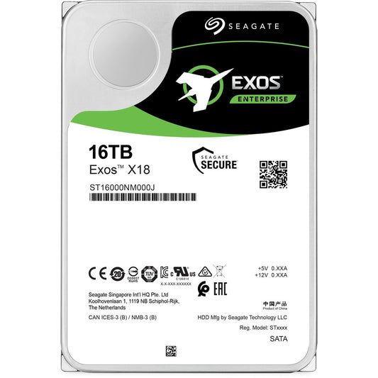 Seagate Exos X18 ST16000NM000J 16 TB Hard Drive - 3.5" Internal - SATA (SATA/600) ST16000NM000J