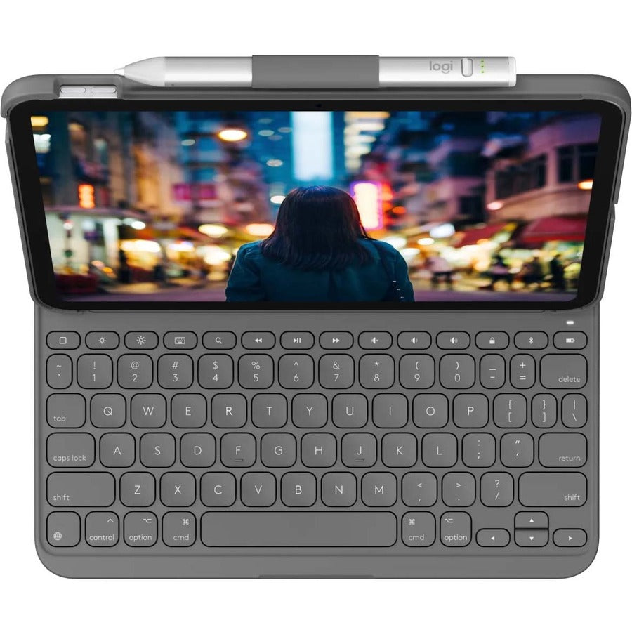 Logitech Slim Folio Carrying Case for 10.9" Apple, Logitech iPad (10th Generation) Tablet - Oxford Gray 920-011368