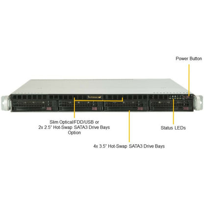 Supermicro SuperServer 5019P-MR Barebone System - 1U Rack-mountable - Socket P LGA-3647 - 1 x Processor Support SYS-5019P-MR