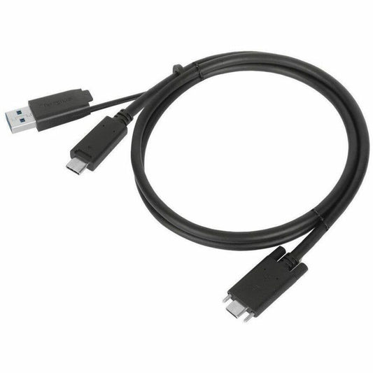 Targus 1M USB-C Male with Screw to USB-C Male Cable with USB-A Tether ACC1133GLX