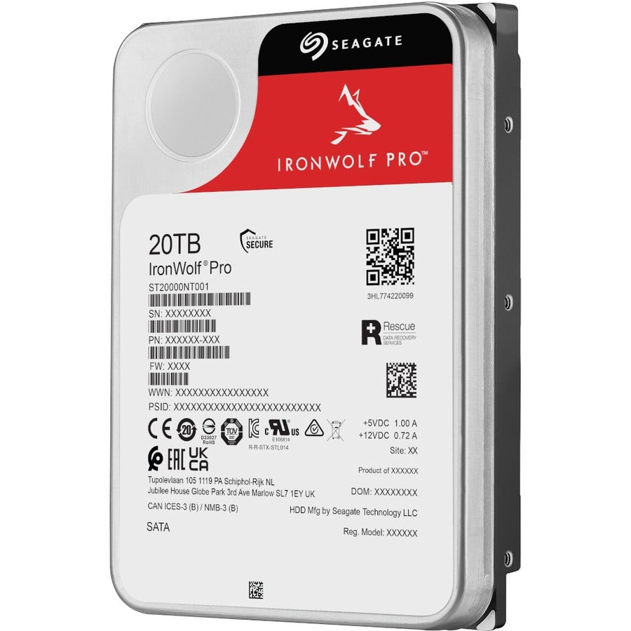 Disque dur Seagate IronWolf Pro ST20000NT001 20 To - 3,5" interne - SATA (SATA/600) - Méthode d'enregistrement magnétique conventionnel (CMR) ST20000NT001