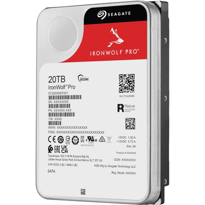 Disque dur Seagate IronWolf Pro ST20000NT001 20 To - 3,5" interne - SATA (SATA/600) - Méthode d'enregistrement magnétique conventionnel (CMR) ST20000NT001