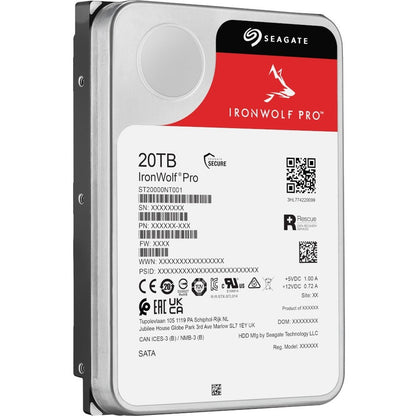 Disque dur Seagate IronWolf Pro ST20000NT001 20 To - 3,5" interne - SATA (SATA/600) - Méthode d'enregistrement magnétique conventionnel (CMR) ST20000NT001