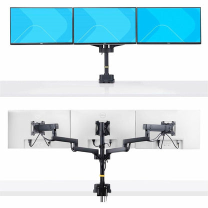 StarTech.com Triple Monitor Desk Mount For Up To Three 27in Screens, VESA 75x75/100x100, Tool-Less Arm Adjustments, C-Clamp/Grommet 3MP2AG-MONITOR-ARM