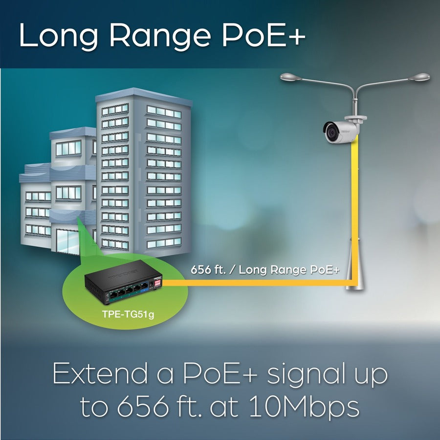 TRENDnet 5-Port Gigabit PoE+ Switch TPE-TG51g