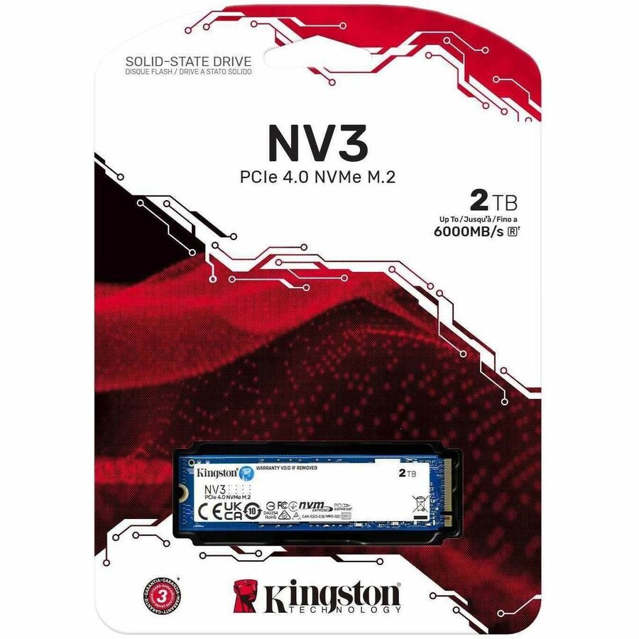 Kingston NV3 2 TB Solid State Drive - M.2 2280 Internal - PCI Express NVMe (PCI Express NVMe 4.0 x4) SNV3S/2000G