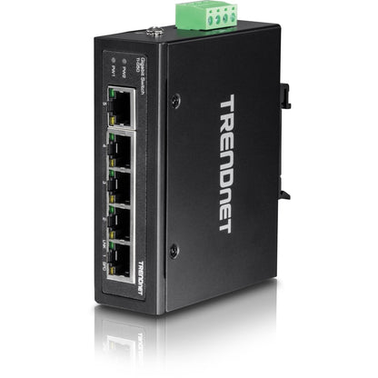 TRENDnet 5-Port Hardened Industrial Gigabit DIN-Rail Switch, 10 Gbps Switching Capacity, IP30 Rated Network Switch (-40 to 167 F), DIN-Rail & Wall Mounts Included, Lifetime Protection, Black, TI-G50 TI-G50