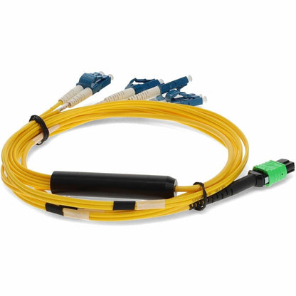 AddOn 10m MPO to 4xLC Duplex Fanout SMF Yellow Patch Cable For Juniper MTP-4LC-S10M-AO