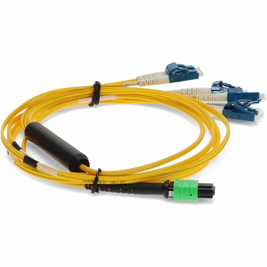 AddOn 10m MPO to 4xLC Duplex Fanout SMF Yellow Patch Cable For Juniper MTP-4LC-S10M-AO